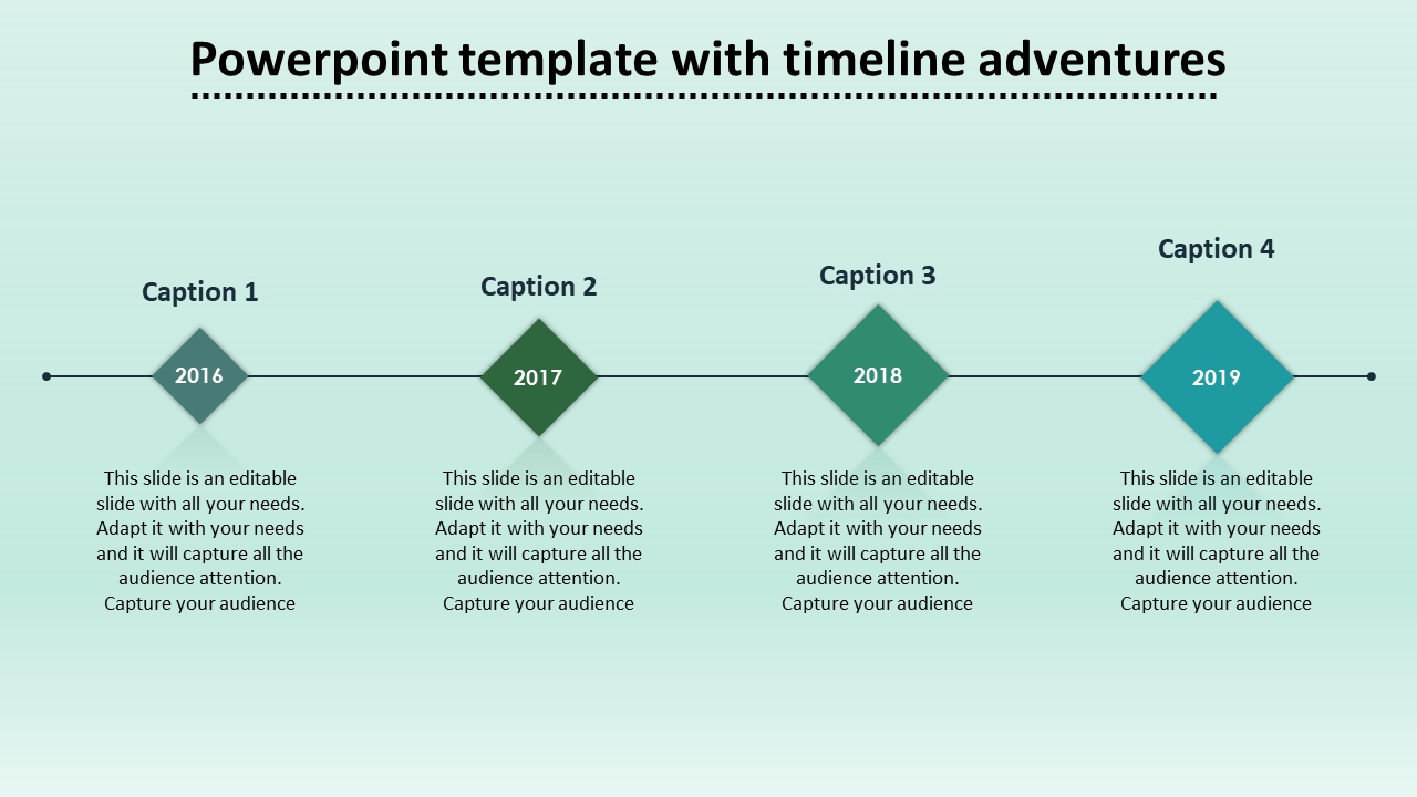 Free - Editable Timeline PowerPoint template with Four Nodes	